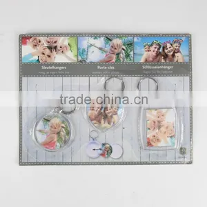 3 Set Plastic Rectangle Key Chain Insert Family Photo Key Ring thumbnail-4