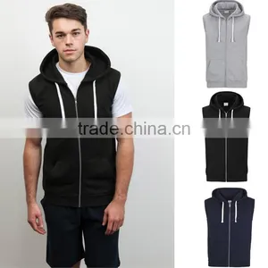 no Name Hoodies Plain Black Hoodies 80% Ringspun Cotton 20% Polyester Full Zip Sleevless Bodybuilding Hoodies thumbnail-1