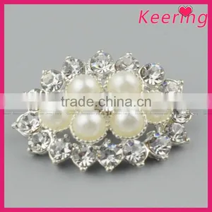 Decorative Vogue Excellent Metal Rhinestone and Pearl Button for Garments WBK-1490 thumbnail-1