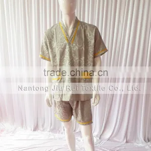 Free Shipping 2colors Unisex Sweat Steam Clothes Fashion Floral Jacquard Pajama V-Neck Ladies Pajama Sets For Sauna thumbnail-4
