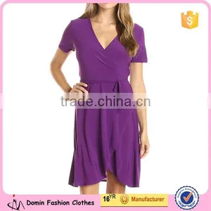 Women's Short Sleeve Bie Waist Ballerina Wrap Dress thumbnail-1