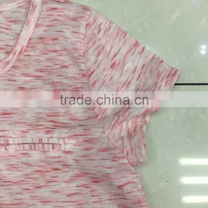 Women Stock Apparel V-neck Slub Cotton T-shirt thumbnail-2