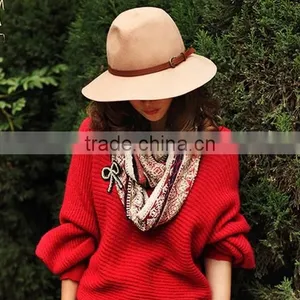 2014 China Wholesale New Latest Floopy Broadbrimmed Panama Style Beige Wool Cheap Fedora Hat thumbnail-1