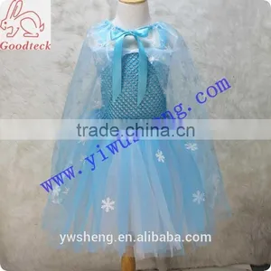 Frozen Turquoise Handmade Knitted Dress, Snowflake Girl Tutu Dress and Cape Set thumbnail-1