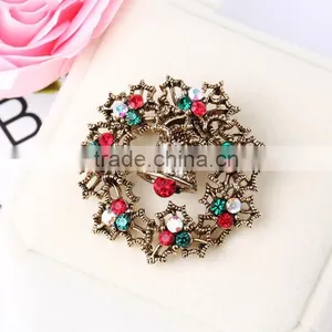 Zm53214a Christmas Wreath Crystal Brooch Moq 10 Pieces Christmas Gift Brooches thumbnail-3