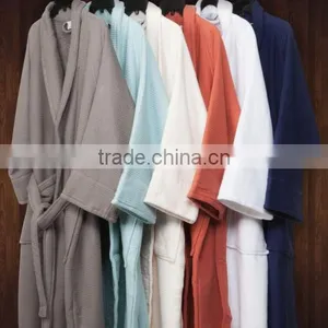100% Premium Cotton Quick Dry Unisex Waffle Weave Bath Robe thumbnail-1