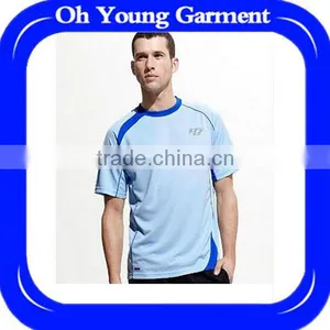 DRY FIT WAFFLE CLOTH T-SHIRT YOUNG FASHION BLUE ROUND NECK T-SHIRT SUMMER POLYESTER HOT SALE T-SHIRT CHEAP MADE IN CHINA thumbnail-1