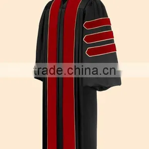 High Quanlity Academic Doctoral Gown With Red Front Panel thumbnail-1
