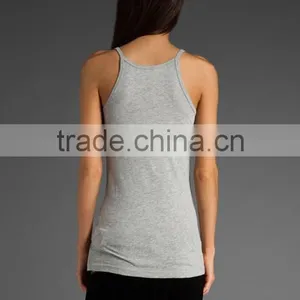 Women's Grey Low Cut Yoga Tank Tops thumbnail-3