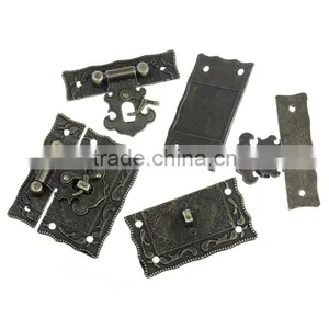 Antique Bronze Pattern Carved Jewelry Box Hasp Latch Lock Decorative Hasp thumbnail-2