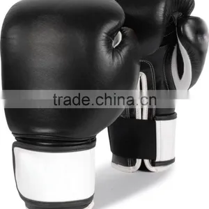 Black PU Leather Boxing Gloves / Synthetic Leather Gloves thumbnail-1