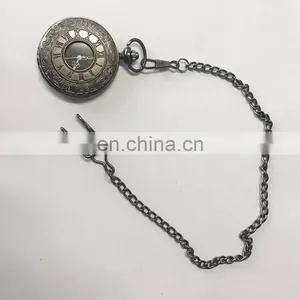 Wholesale Retro Men Antique Silver Brass Gun Metal Pocket Watch thumbnail-3