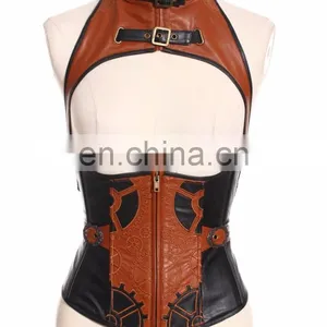 Steampunk Soft Boned Gear Corset With Removable Collar thumbnail-1