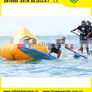 China Customized Yellow Triangle Swim Floating Advertising Inflatable Buoy for Sale thumbnail-1