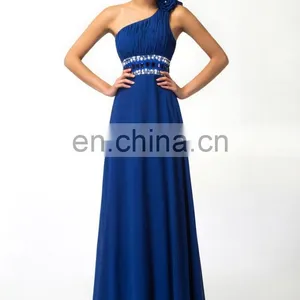 Grace Karin Fashion Girls A-Line One Shoulder Long Blue Evening Dress CL3516 thumbnail-3