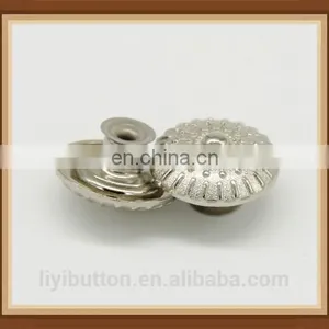 Wholesale Shiny Silver Mushroom Round Metal Jeans Buttons for Jeans thumbnail-1