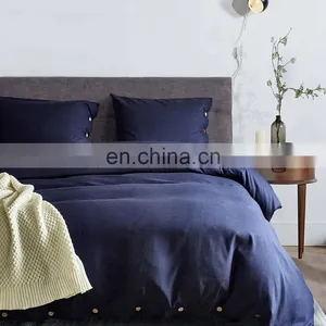 Duvet Cover Set 3pc Dark Blue Luxury Microfiber Down Comforter Quilt Bedding Cover With Zip Ties thumbnail-1
