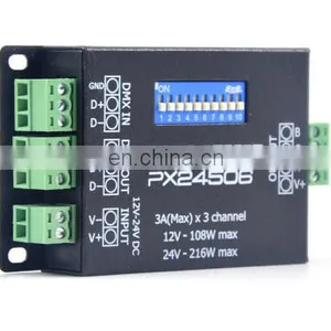 DC12V 24V 3Channels Decoder Driver RGB Amplifier DMX 512 PX24506 Led Strip Light Controller thumbnail-6