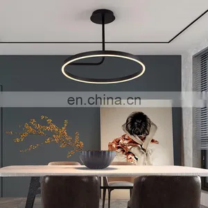 Bedroom Lamp Nordic Minimalist Modern Dining Room Lamp Minimalist Personality Master Bedroom Room Line Led Ceiling Lamp thumbnail-3