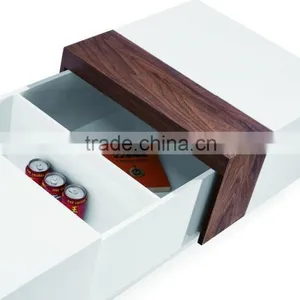 Tell World Modern Hidden-Storage White Lacquer Coffee Table thumbnail-1