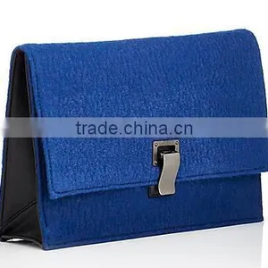 Blue Felt Genuine Leather Evening Clutch Bags Lady Hand Bag Leather Hangbag thumbnail-2