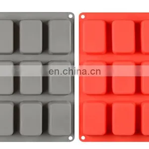 High Quality 6 Cavity BPA-free Rectangular 3D Handle Handmade Bread Cake Silicone Soap Mold thumbnail-4