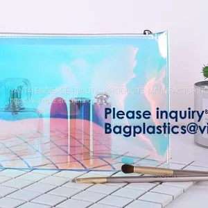 Pvc Makeup Cosmetic Bag Resealable PVC Slider Zip Poly CPE Material, Makeup Mini Clear PVC Cosmetic Bag thumbnail-3