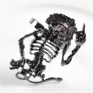 Antique Plated Black Gold Napkin Ring With Metal Skull Design For Halloween thumbnail-2