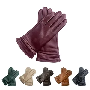 China Gloves Factory Wholesales Genuine Winter Sheepskin Leather Glove for Women thumbnail-5