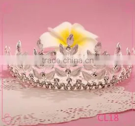 New Design Wholesale Leaf Bridal Crystal Rhinestone Crown thumbnail-1