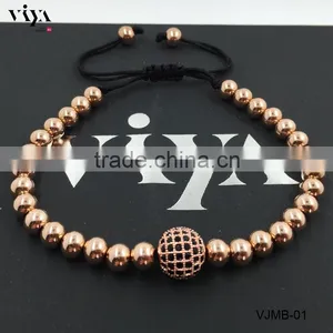 2016 Latest Gold Plated 8mm Beads Bracelet Hand Crafted Wrist Racelet for Man thumbnail-4