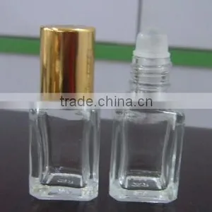 3ml Octagonal Bottle Roll-on Bottle Glass Essential Oil in Refillable Bottles UV Gold Lid With PP Diamond thumbnail-1