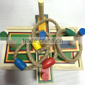 Hot Selling 2016 New 5 Rope Quoits Wooden Ring Toss Game Hot Selling 2016 New 5 Rope Quoits Wooden Mixed Color Garden Toys Game thumbnail-1
