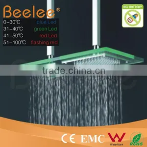 Square Glass RGB Rainfall Shower Head Water Glow LED Tap Square Shower Head thumbnail-1