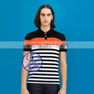 Custom Men's Casual Striped Pique Polo Shirt thumbnail-3