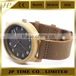 Hot Coming Natural Indonesia Bamboo Crazy Horse Leather Magic Time Watch thumbnail-5