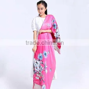 Wholesales Printed 50*185cm Luxury Red Rose Double Side 100% Silk Scarf for Women thumbnail-6