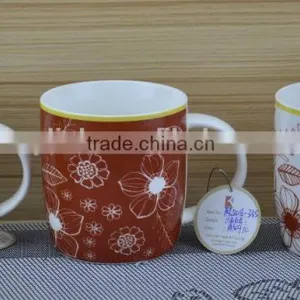 11OZ Flower Design With Colorful Decal Print Tea Cups, Shiny Surface Porcelain Mug, KL5016-335 thumbnail-1