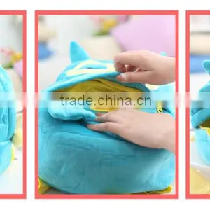 25*19cm(S)/35*28cm(L) Lovely Customzied Yellow Sponge Bob Plush Animal Cartoon Backpack for Children thumbnail-3