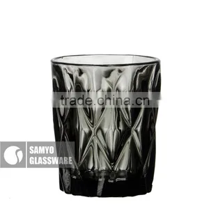 SAMYO Handcrafted Home Usage Pressed Glass Tumblers With Rhombus Pattern thumbnail-3