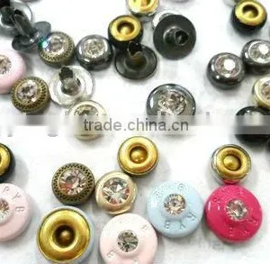 7mm,9.5mm Brass Rivets for Jeans Pocket Set With Rhinestone or Crystal. thumbnail-1