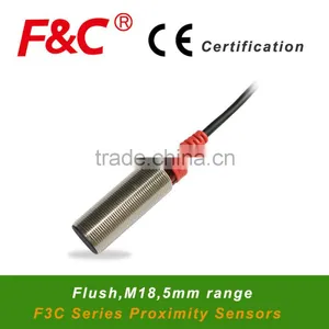 Inductive Proximity Sensor F3C-18KS05 Series, M18 Cylindrical Inductive Sensor, DC12~24v, 3-wire, 2m Soft Cable. thumbnail-1