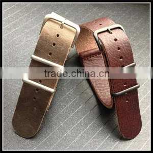 Flat Nato 1 Piece Leather Watch Strap 22mm thumbnail-4