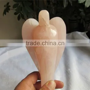 Small Hand Carved Rose Quartz Crystal Angel for Christmas Gift thumbnail-1