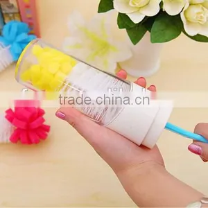 Good Design Long Handle Glass Bottle Cup Cleaning Brush With Sponge Head thumbnail-4