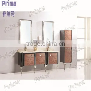 Germany Standard Single Basin Sink MDF Bathroom Cabinet With Wall Mirror Light Gloss Black Contemporay MDF Bathroom Cabinet thumbnail-1