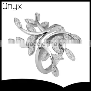 Wholesale 925 Sterling Silver Spring Style Leaves and Branches Ring With Pave Setting thumbnail-1