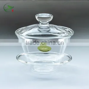 2016 Hot Selling Borosilicate Heat-resistant Gaiwan Mouth-blown Clean Glass Lid Tea Cup And Saucer Tea Set thumbnail-1