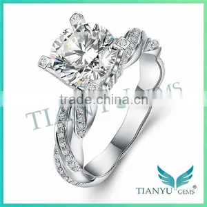 925 Sterling Sliver Moissanite Diamond Wedding Rings thumbnail-1