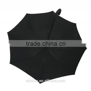 Black Pongee Automatic Open Long Umbrella thumbnail-3